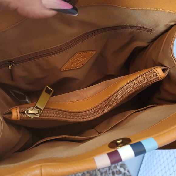 Fossil Tan Satchel with Striped Accent - Picture 2 of 11